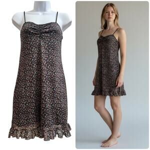 Glassons Ditsy Floral Print Spaghetti Strap Lined Ruffle Hem Mini Dress Small